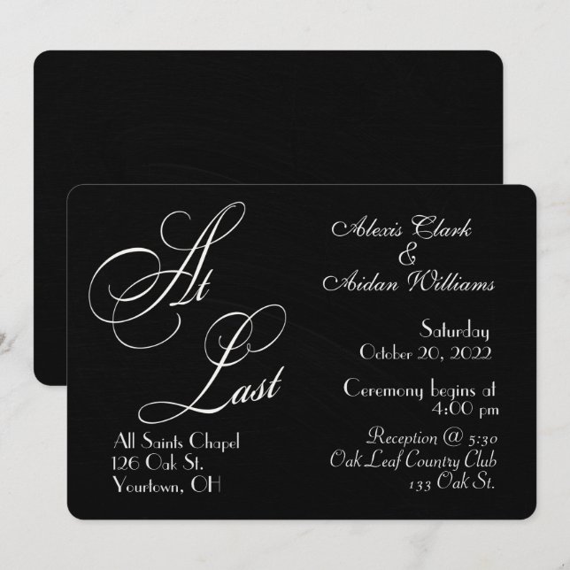 invitación de boda en pizarra negra (Anverso / Reverso)