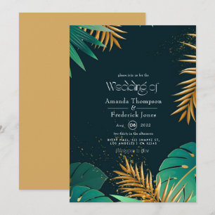 Invitación de boda en playa tropical