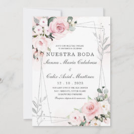 Invitación De Boda en Rosa Empolvado y gris