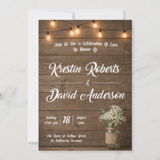 Invitación de boda en tarro de albañil con aliento