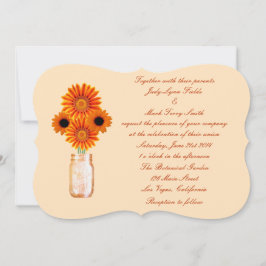 Invitación de boda en tarro de mason con flores na