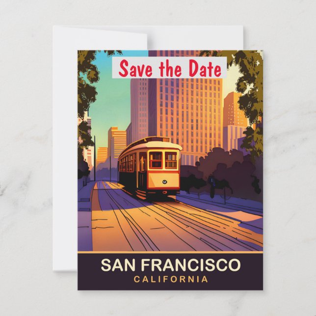 Invitación de boda en tranvía de San Francisco (Anverso)
