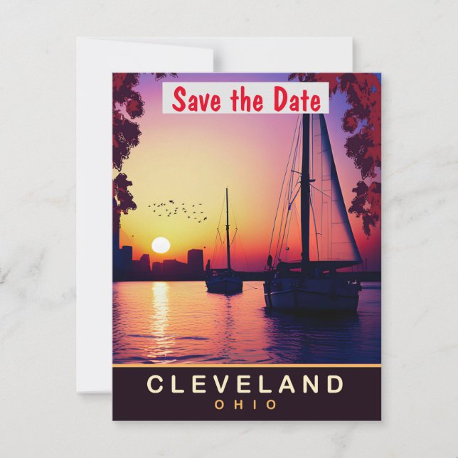 Invitación de boda en velero en el puerto de Cleve (Anverso)