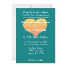 Invitación de boda en verde turquesa y puesta de s
