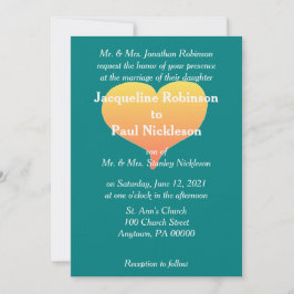 Invitación de boda en verde turquesa y puesta de s