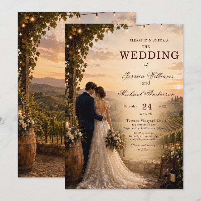 Invitación de boda en viñedo (Anverso / Reverso)