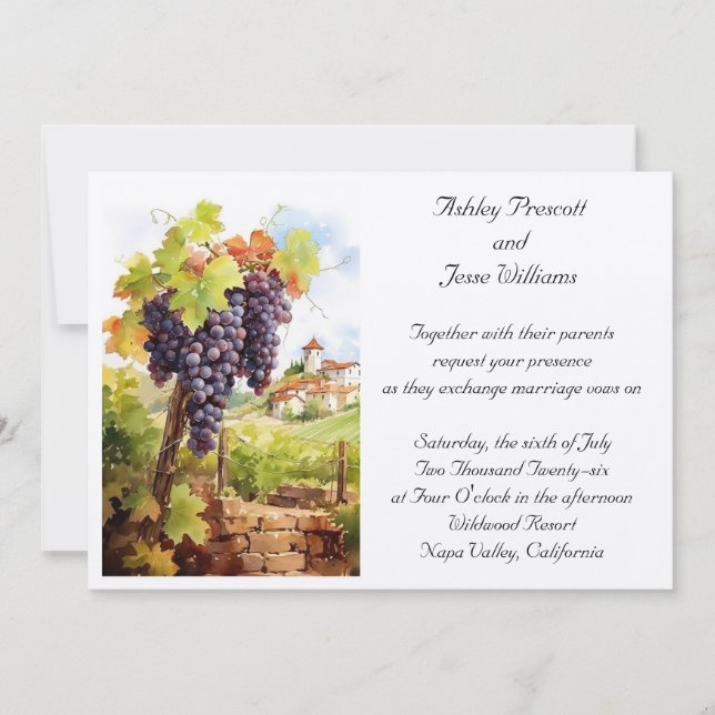 Invitación de Boda en Viñedo (Anverso)