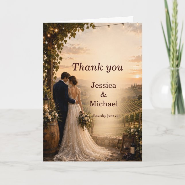 Invitación de boda en viñedo (Anverso)
