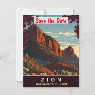Invitación de boda en Zion National Park Utah Roca