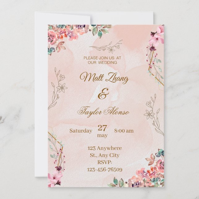 invitación de boda encantadora (Anverso)