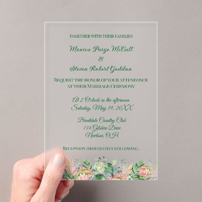 Invitación de boda encantadora de acrílico esmeril (Insitu (portátil))