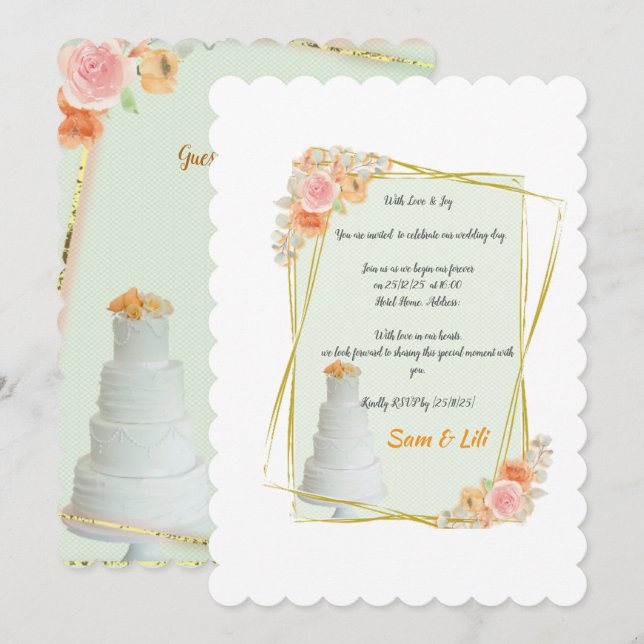 invitación de boda enmarcada (Anverso / Reverso)