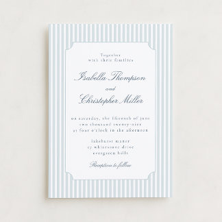 Invitación de Boda enmarcada con franja azul claro