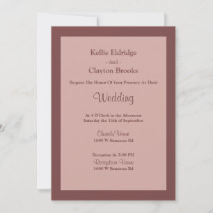 Invitación de boda enmarcada con rosa de canela