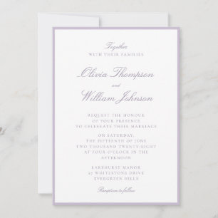 Invitación de boda enmarcada de lavanda