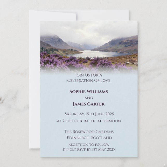 Invitación de boda escocesa  (Anverso)
