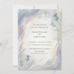 Invitación de Boda Escocesa Abstracta Acuarela Car
