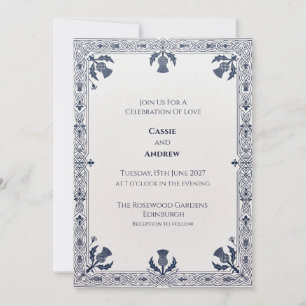 Invitación de Boda Escocesa Blue Thistle Corner