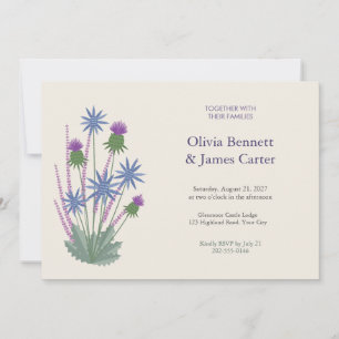 Invitación de boda escocesa Blue Thistle y Heather