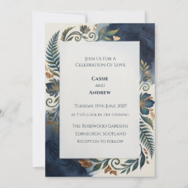 Invitación de boda escocesa botánica de la Marina