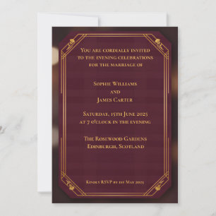 Invitación de boda escocesa de noche en oro de Bor