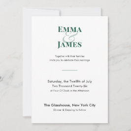 Invitación de Boda Esmeralda Minimalista | Código 