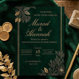 Invitación de boda Esmeralda Oscura | Botánica dor