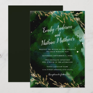 Invitación de boda esmeralda verde mar moderno