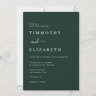 Invitación de boda esmeralda verde moderna