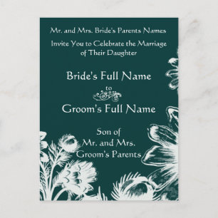 Invitación de Boda Esmeralda Verde Vintage Floral
