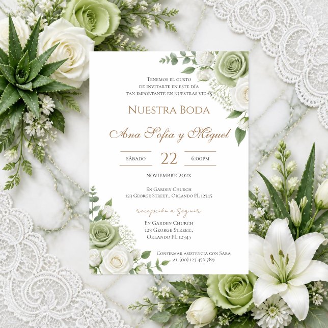 Invitación de boda española con vegetación (Subido por el creador)