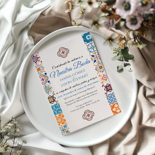 Invitación de boda española de fiesta floral de Ta