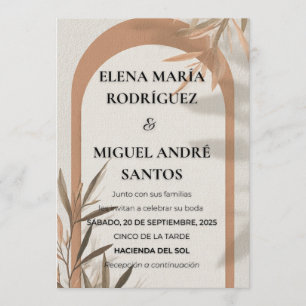 Invitación de boda española en terracota con arco