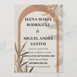 Invitación de boda española en terracota con arco 