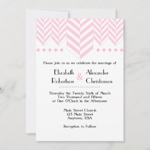 Invitación de boda espina de arenque rosa blanca
