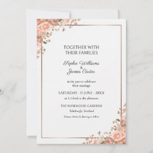 Invitación de boda Esquina Rosa Rubor Melocotón