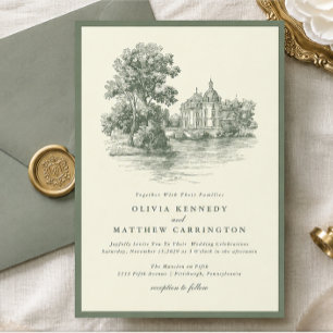 Invitación de boda estética de dinero antiguo de m