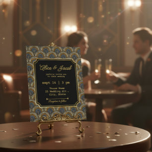 Invitación de boda estilo Art Déco bordado