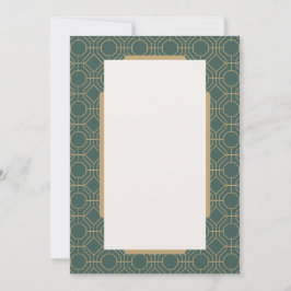 Invitación de boda estilo Art Deco verde y dorado