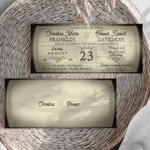 Invitación de boda estilo boleto vintage