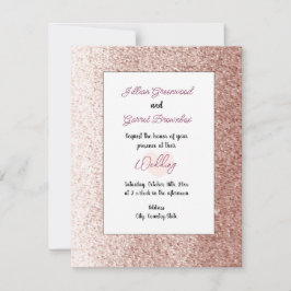 Invitación de boda estilo brillo falso de oro rosa