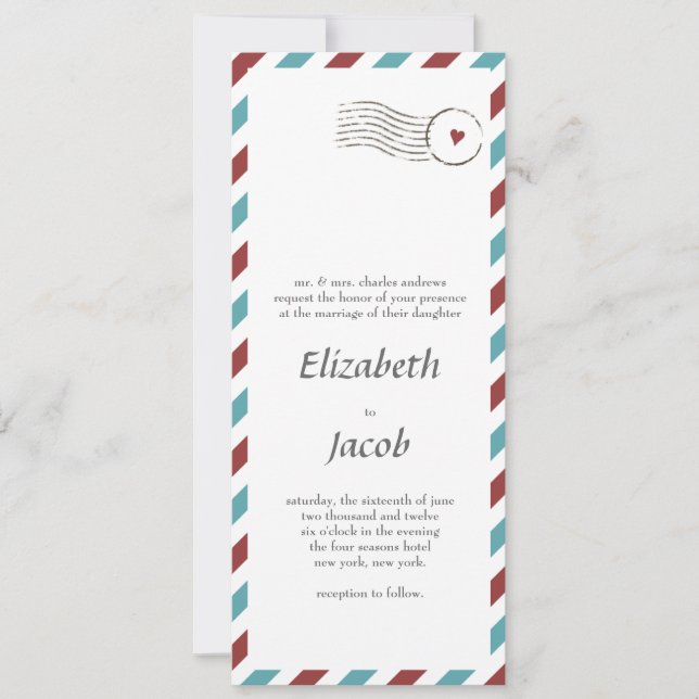 Invitación de boda // Estilo de carta de correo aé (Anverso)