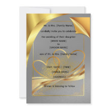 Invitación de boda estilo hoja de oro de lujo | Mo