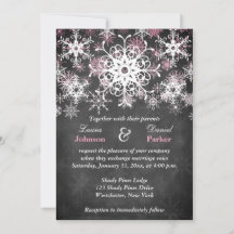Invitación de Boda Estilo Pizarra con Nieve Rosa