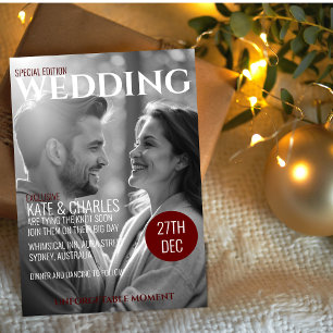 Invitación de boda estilo revista personalizada ún