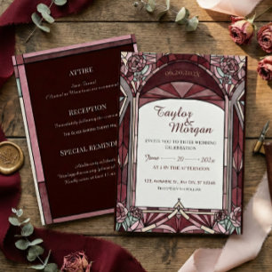 Invitación de boda estilo vitral