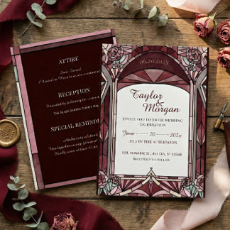 Invitación de boda estilo vitral