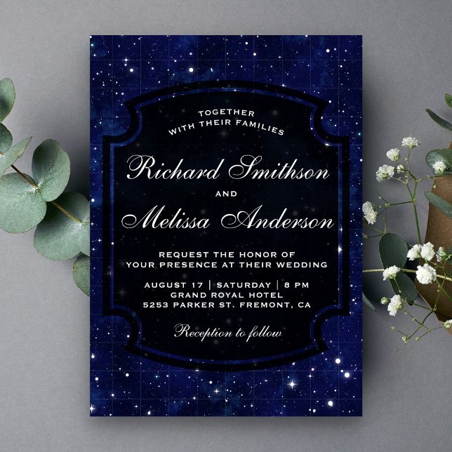 Invitación de boda Estrella del cielo de medianoch (Subido por el creador)