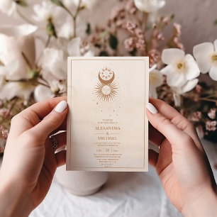 Invitación de boda Estrellas Celestiales de Oro Mí