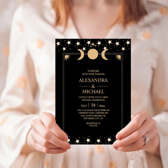 Invitación de Boda Estrellas Celestiales de Oro Ne (Subido por el creador)